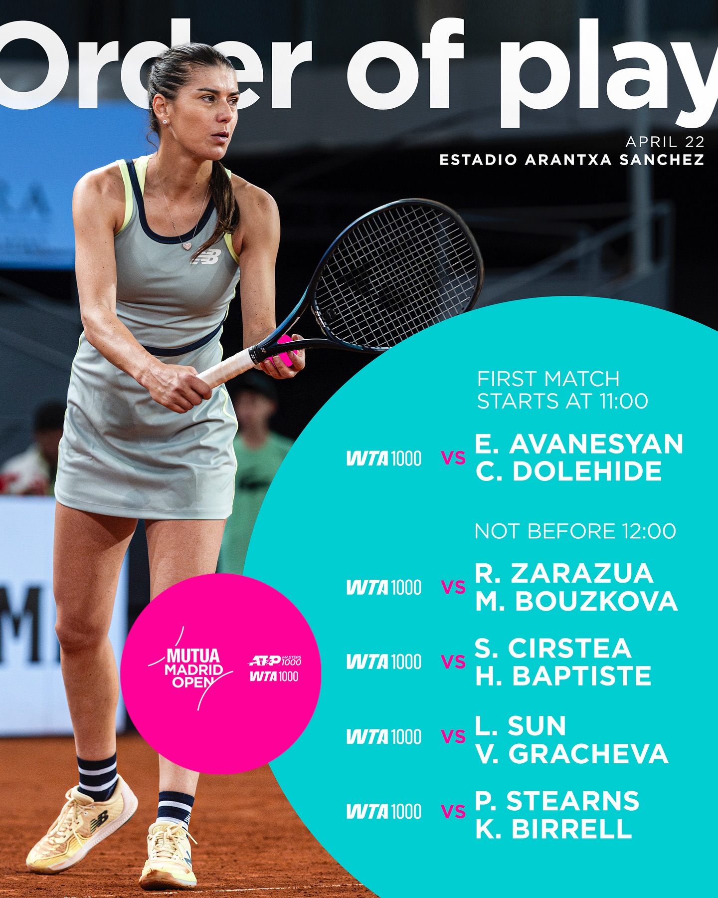 April Mattude Mutua Madrid Open.