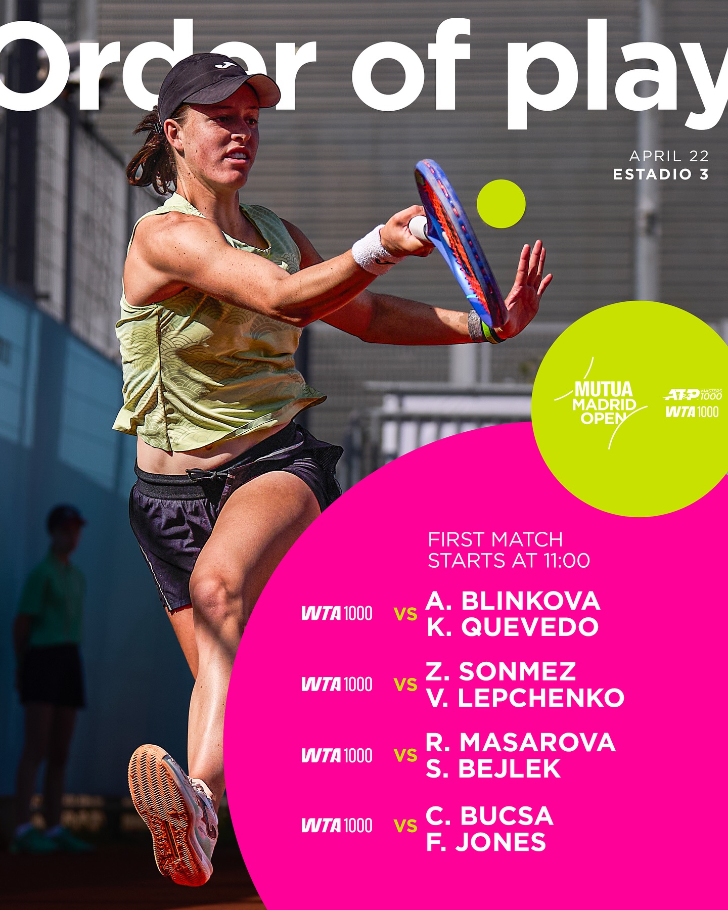 April Mattude Mutua Madrid Open.