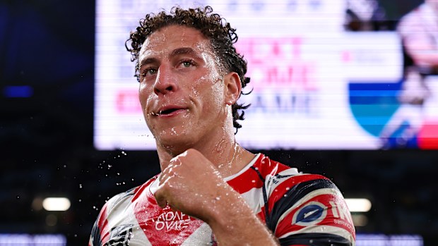 Sydney, Australie - 22 juin: Mark Nawaqanitawase des Roosters réagit après le match de la LNR de la ronde 16 entre Sydney Roosters et North Queensland Cowboys au stade Allianz, le 22 juin 2025, à Sydney, en Australie. (Photo de Jeremy Ng / Getty Images)