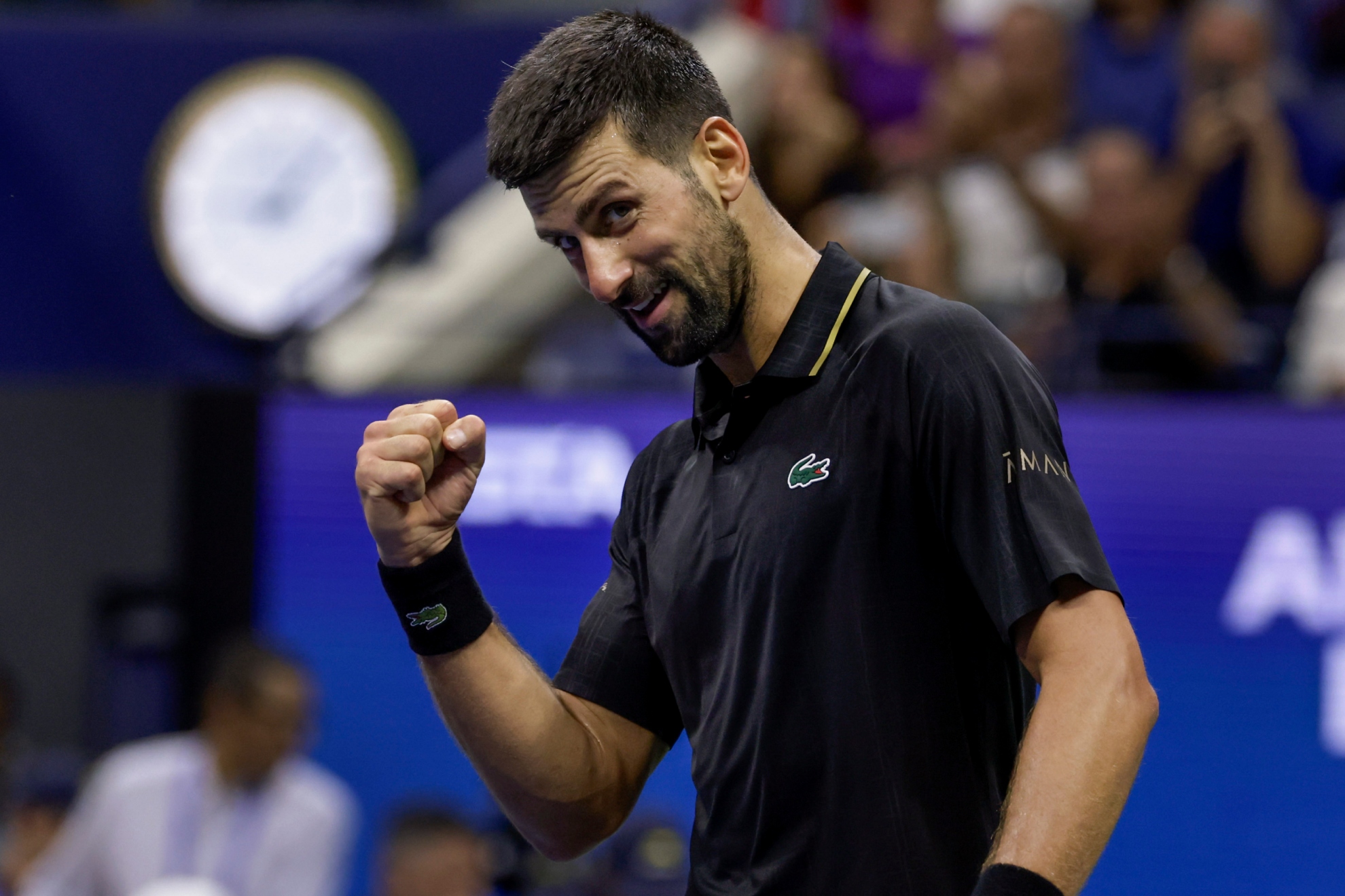 Novak Djokovic, dans les huitièmes de l'US Open.