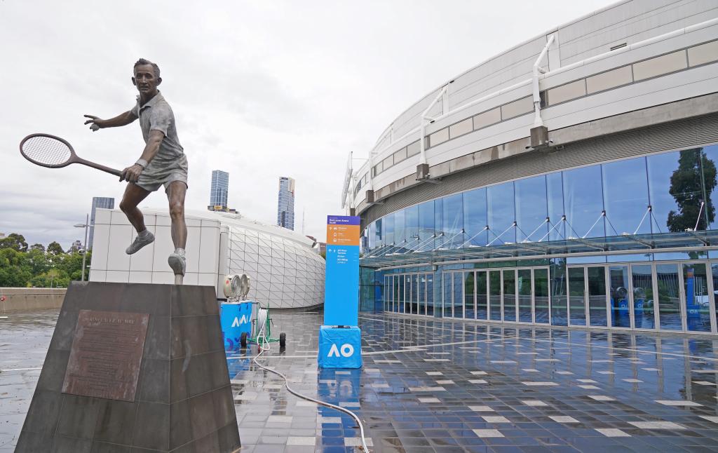 Monument à Rod Laver dans le parc de Melbourne