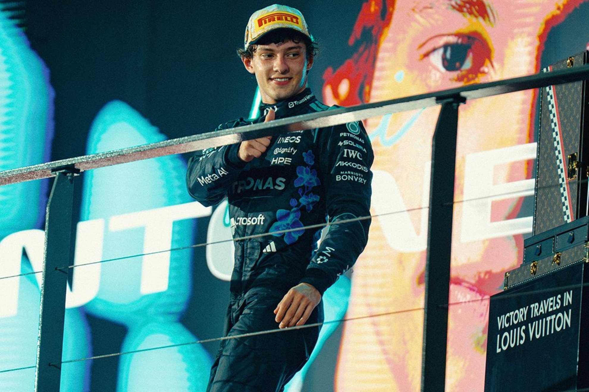 Antonelli, sur le podium à Singapour.